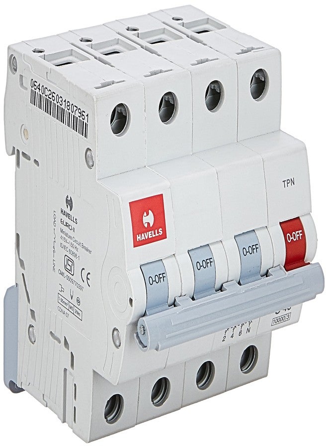 Havells DHMGCTNF040 PVC Plastic 40A MCB TPN C Curve (White)